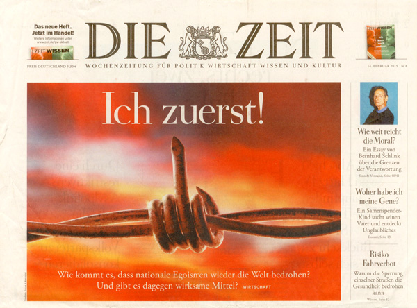 Titel "Ich zuerst!" in Die Zeit vom 14.02.2019